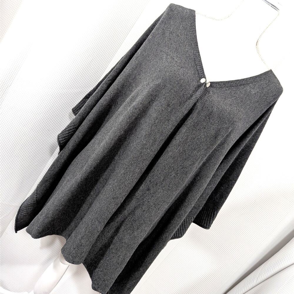 CHICO'S! DEEPEST DOVE GRAY LIGHTWEIGHT OVERSIZED CAPE STYLE SWEATER! SZ L/XL